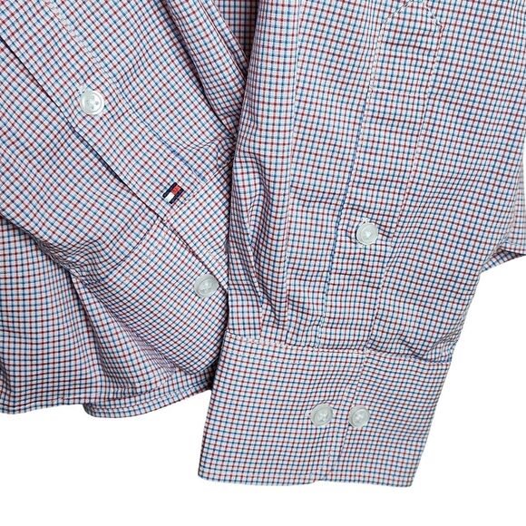 Tommy Hilfiger Red White Blue Check Button Down Shirt Men's Large - Picture 5 of 13